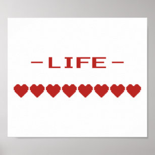 Video Game Heart Life Meter Poster