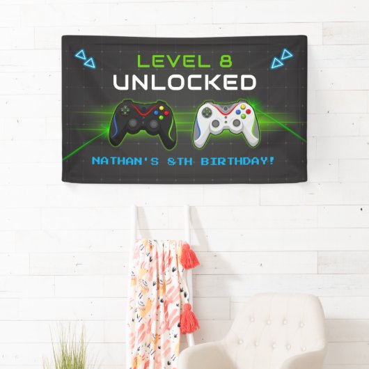 Video Game Kids Verjaardag Party Banner (Insitu)