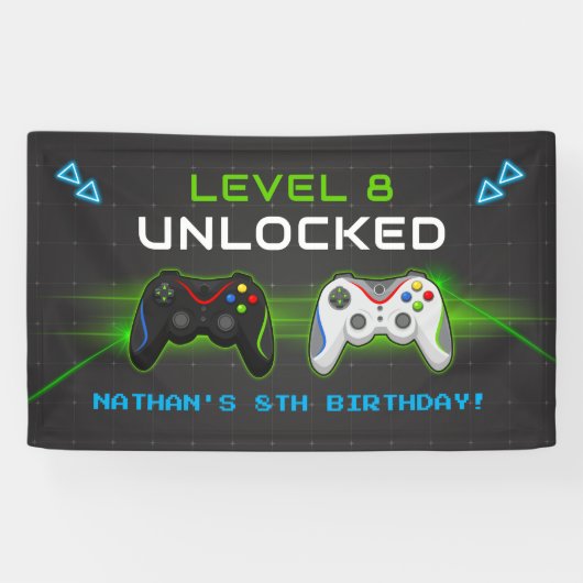 Video Game Kids Verjaardag Party Banner (Horizontaal)