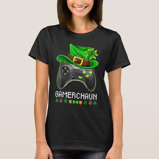 Video Game Leprechaun St Patricks Day Gamer Kids B T-shirt (Voorkant)