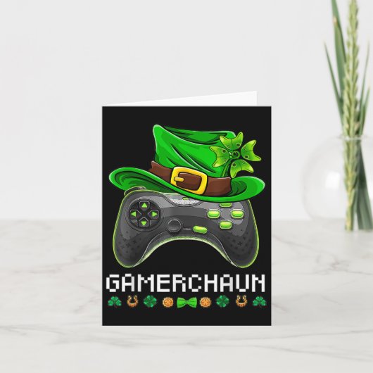 Video Game Leprechaun St Patricks Day Gamer Kinder Kaart (Voorkant)