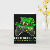 Video Game Leprechaun St Patricks Day Gamer Kinder Kaart (Gele Bloem)