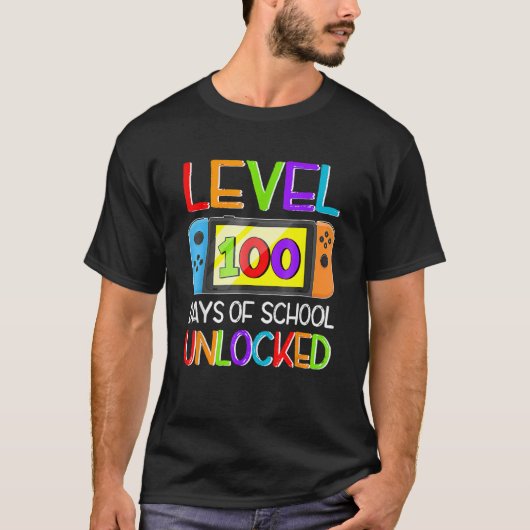 Video Game Level 100 Days Of School Unlocked Gamer T-shirt (Voorkant)