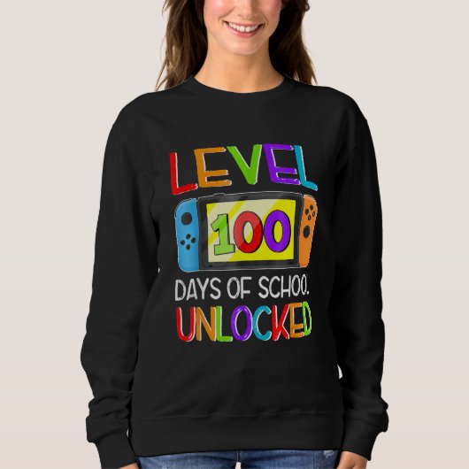 Video Game Level 100 Days Of School Unlocked Gamer Trui (Voorkant)