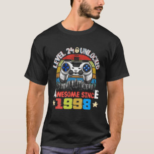 Video game Level 24 Unlocked 1998 Boy 24th T-shirt