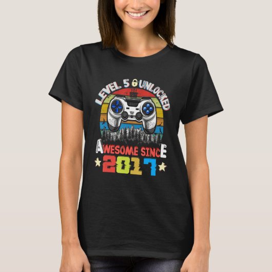 Video game Level 5 Unlocked  2017 Boy 5th B T-shirt (Voorkant)