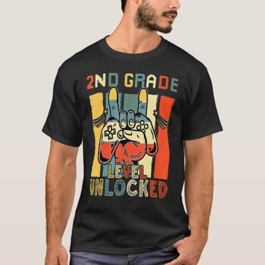 Video game Level Unlocked Game on 2e graad Back T T-shirt (Voorkant)