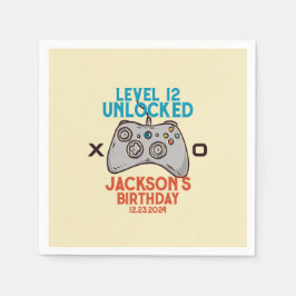 Video game Level Unlocked Gamer Boy Birthday Party Servet