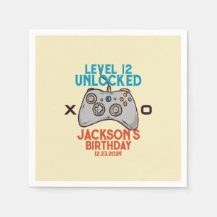 Video game Level Unlocked Gamer Boy Birthday Party Servet