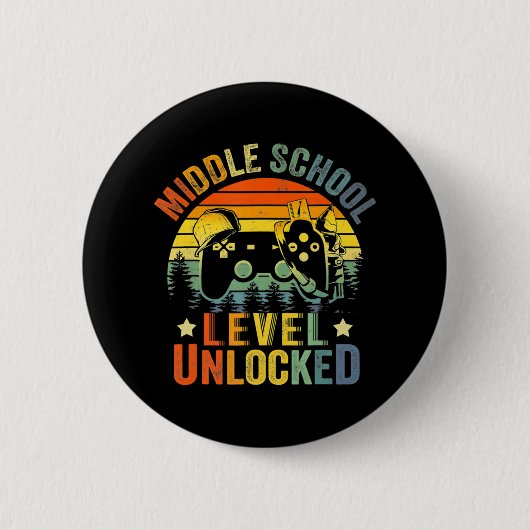 Video game Level Unlocked Middle School Terug naar Ronde Button 5,7 Cm (Voorkant)