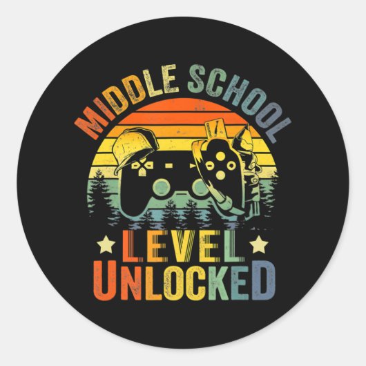 Video game Level Unlocked Middle School Terug naar Ronde Sticker (Voorkant)