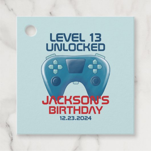 Video game Level Unlocked Teen Boy Birthday Party Bedankjes Labels (Voorkant)