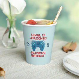 Video game Level Unlocked Teen Boy Birthday Party Papieren Bekers