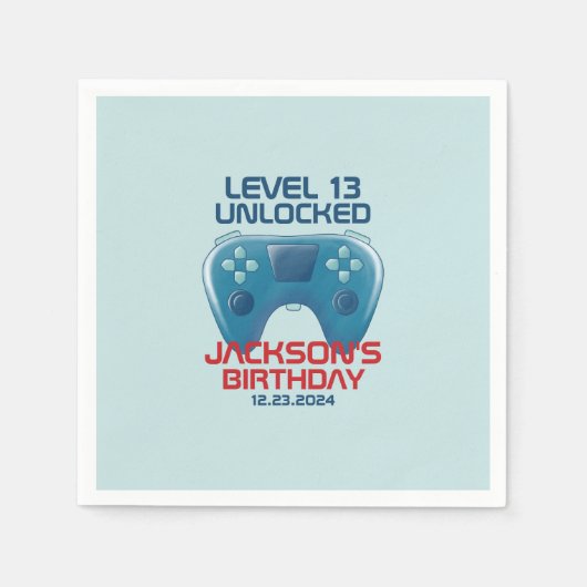 Video game Level Unlocked Teen Boy Birthday Party Servet (Voorkant)