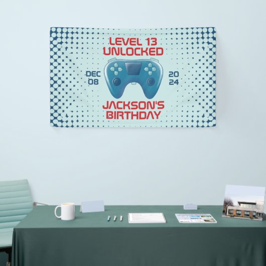 Video game Level Unlocked Teen Boy Birthday Party Spandoek (Beurs)