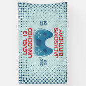 Video game Level Unlocked Teen Boy Birthday Party Spandoek (Verticaal)