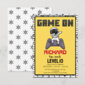 Video Game Level Up Astronaut Gamer Verjaardag Kaart (Voorkant / Achterkant)