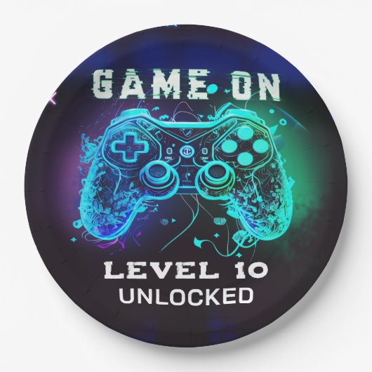 Video game Level Up Controller Birthday Party Papieren Bordje (Voorkant)