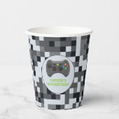 Video Game Level Up Controller Verjaardagsfeestje  Papieren Bekers (Voorkant)