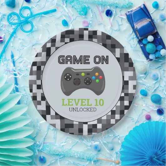 Video Game Level Up Controller Verjaardagsfeestje  Papieren Bordje (Feest)