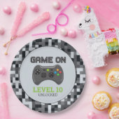 Video Game Level Up Controller Verjaardagsfeestje  Papieren Bordje (Feest)