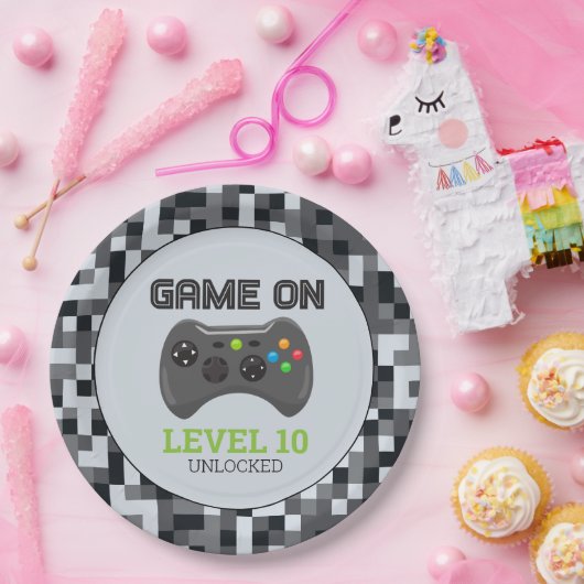 Video Game Level Up Controller Verjaardagsfeestje  Papieren Bordje (Feest)