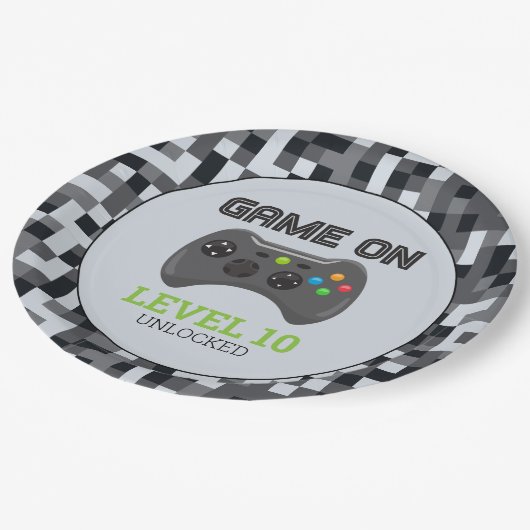 Video Game Level Up Controller Verjaardagsfeestje  Papieren Bordje (Gekanteld)