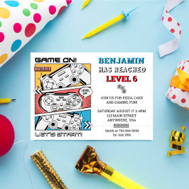 Video game Level up Gamer Birthday Party Invitatio Kaart