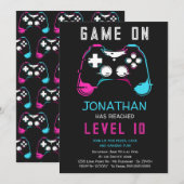 Video game Level up Gamer Birthday Party Invitatio Kaart (Voorkant / Achterkant)