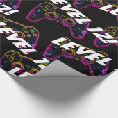 Video Game Level Up Gamer Neon Verjaardag Cadeaupapier (Hoek)