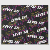Video Game Level Up Gamer Neon Verjaardag Cadeaupapier (Vlak)