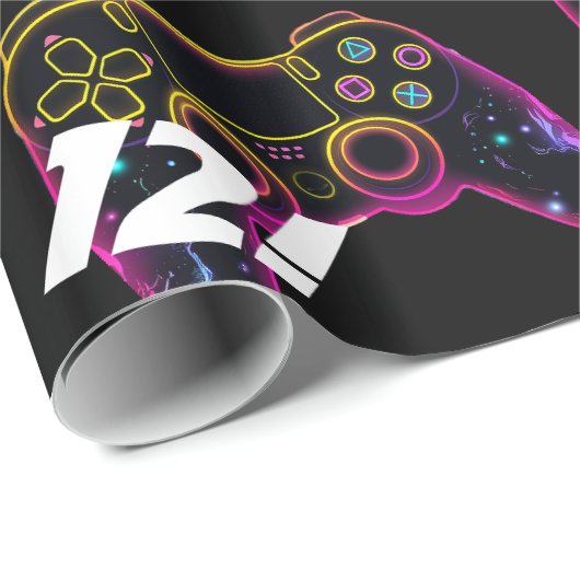 Video Game Level Up Gamer Neon Verjaardag Cadeaupapier (Rol Hoek)