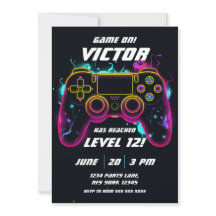 Video Game Level Up Gamer Neon Verjaardag