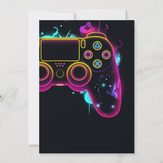 Video Game Level Up Gamer Neon Verjaardag Kaart (Achterkant)