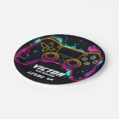 Video Game Level Up Gamer Neon Verjaardag Papieren Bordje (Gekanteld)