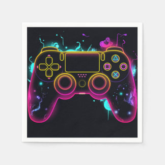 Video Game Level Up Gamer Neon Verjaardag Servet