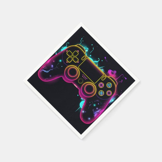 Video Game Level Up Gamer Neon Verjaardag Servet (Hoek)