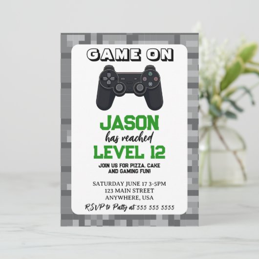 Video Game Level Up Gamer Verjaardag Kaart (Staand voorkant)