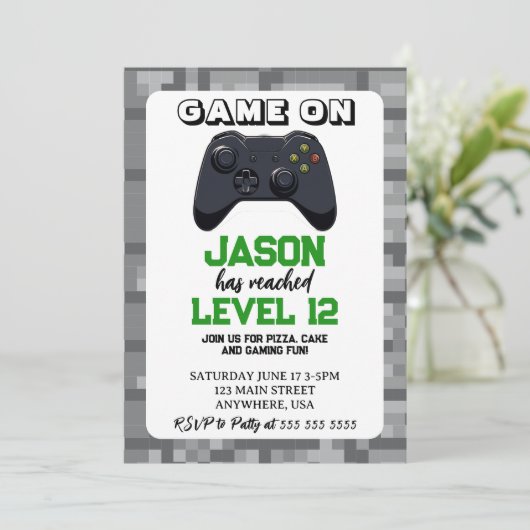 Video Game Level Up Gamer Verjaardag Kaart (Staand voorkant)