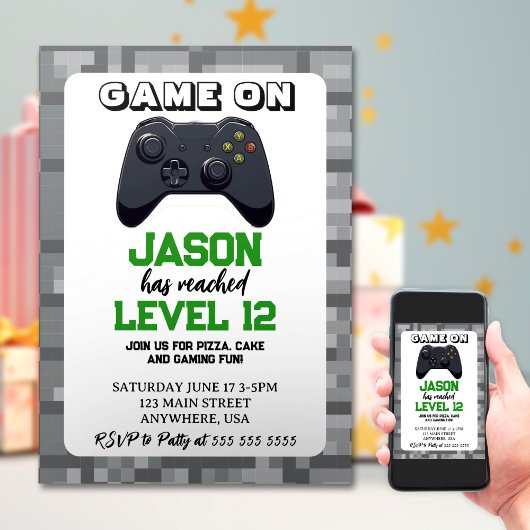 Video Game Level Up Gamer Verjaardag Kaart