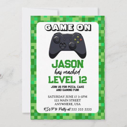 Video Game Level Up Gamer Verjaardag Kaart (Voorkant)