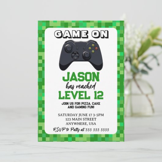 Video Game Level Up Gamer Verjaardag Kaart (Staand voorkant)