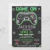 Video Game Level Up Gamer Verjaardag uitnodiging (Voorkant)