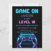 Video Game Level Up Gamer Verjaardagsfeest Uitnodi (Voorkant)
