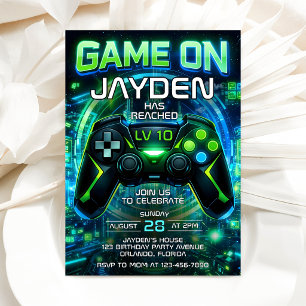 Video Game Level up Gaming Verjaardagsuitnodiging Kaart