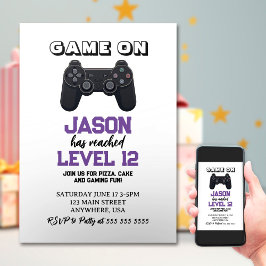 Video Game Level Up Minimalistische Verjaardag Kaart