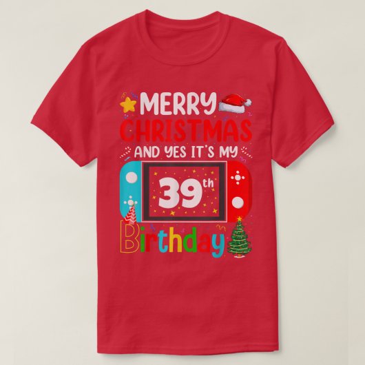 Video Game Lover Merry Kerstmis Ja Het is mijn 39e T-shirt (Design voorkant)