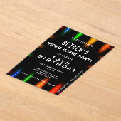 Video Game Neon Colour Gaming Birthday Acryl Uitnodigingen (Laagn)