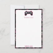 Video Game Neon Roze Meisjes Patroon Kinderen Bedankkaart (Voorkant)