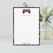 Video Game Neon Roze Meisjes Patroon Kinderen Bedankkaart (Staand voorkant)